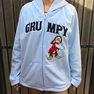 GRUMPY baby blue oversized zip-up hoodie
